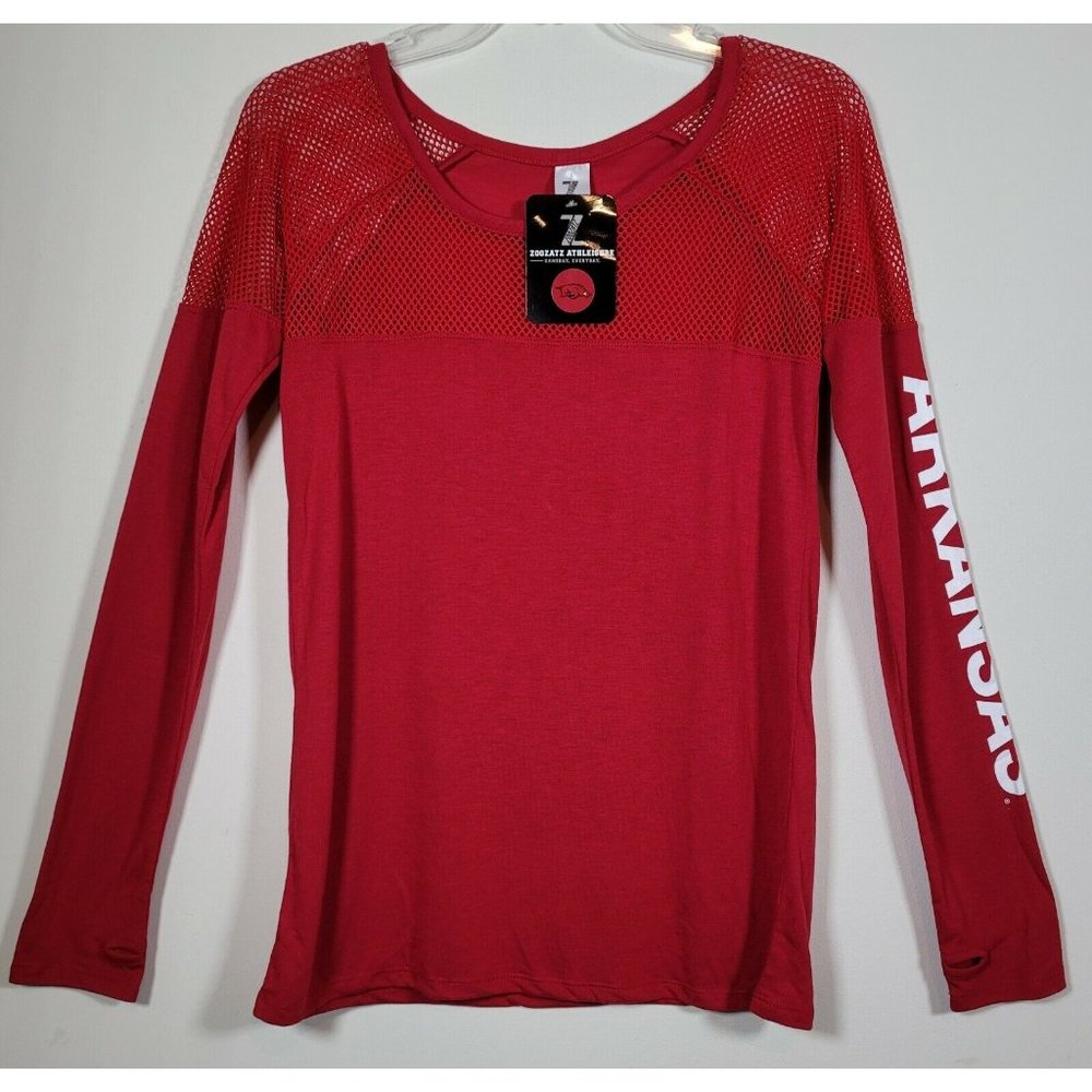Arkansas Mesh Long sleeves Women's Size Small Shirt Zoozatz Athleisure Razorback